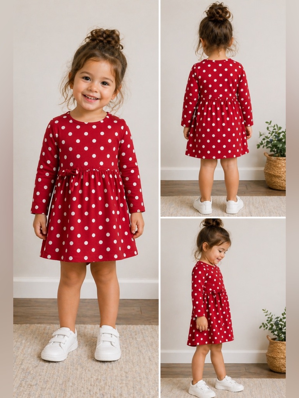 Hanna Andersson Red Polka Dot Play Swing Dress 3T EUC 100% Cotton